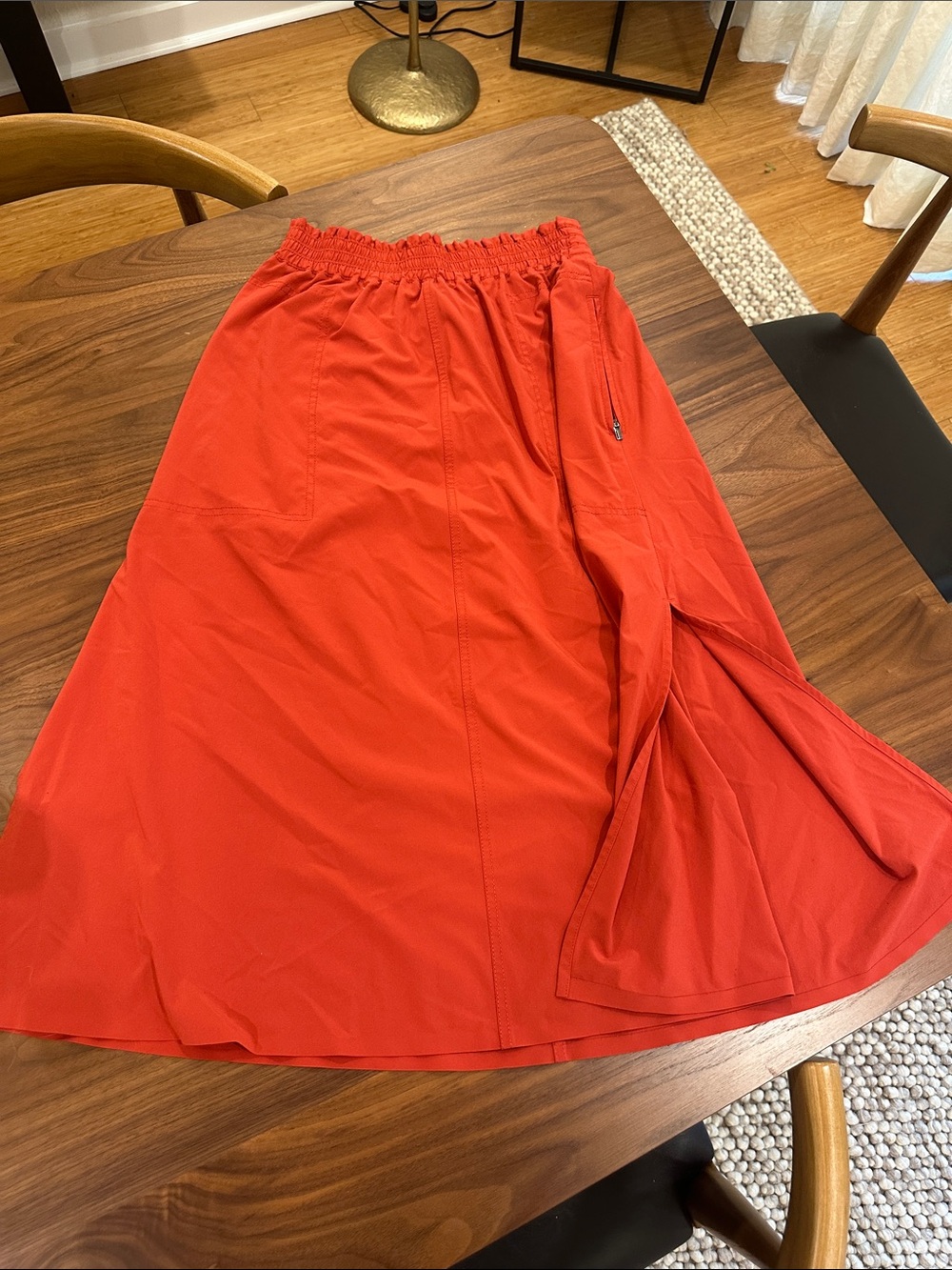 Athleta Red Maxi Skirt with Elastic Waist